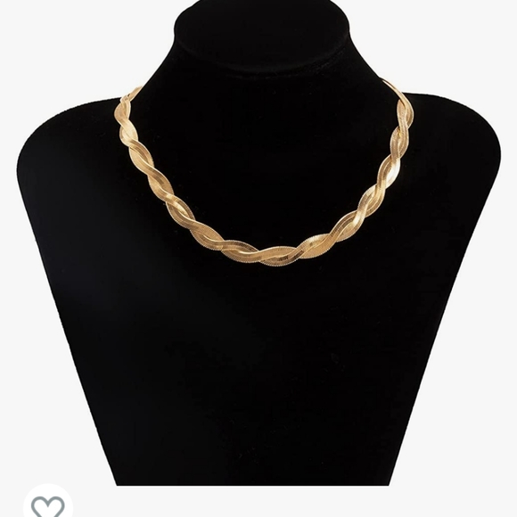 Flat Snake Chain Choker Necklace Twisted Snake Chain Necklace Herringbone - Picture 2 of 6